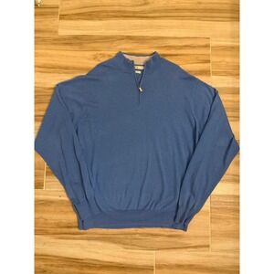 Peter Millar Mens Blue Cotton Cashmere 1/4 Zip Pullover Sweater XXL RN100308